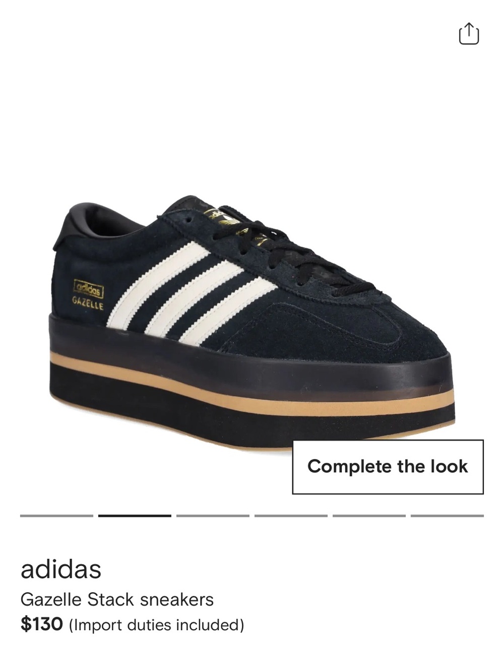 adidas Gazelle Stack Black with White Stripes and Gum Sole